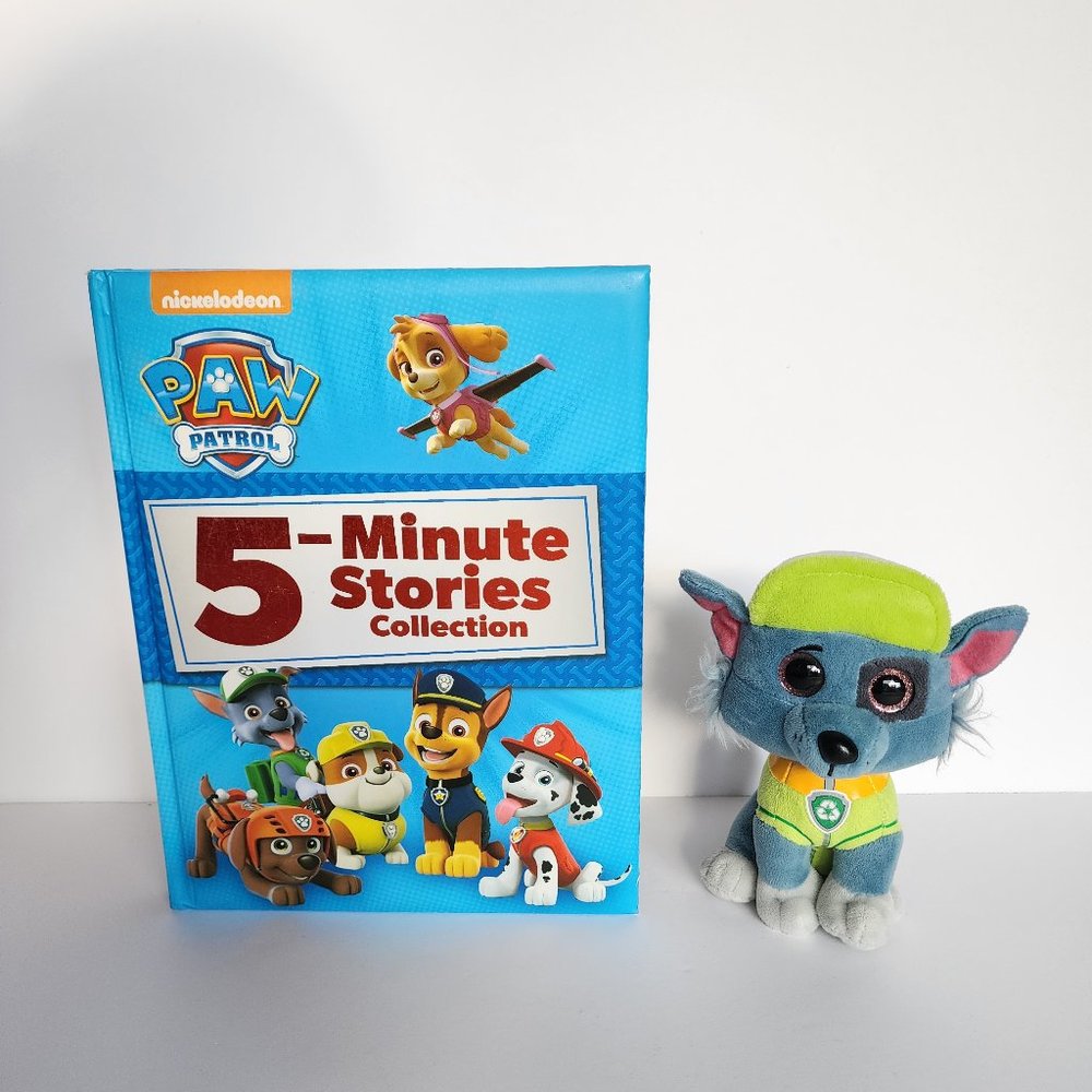 Paw Patrol Beanie Boo Rocky and 5 Minute Stories Book